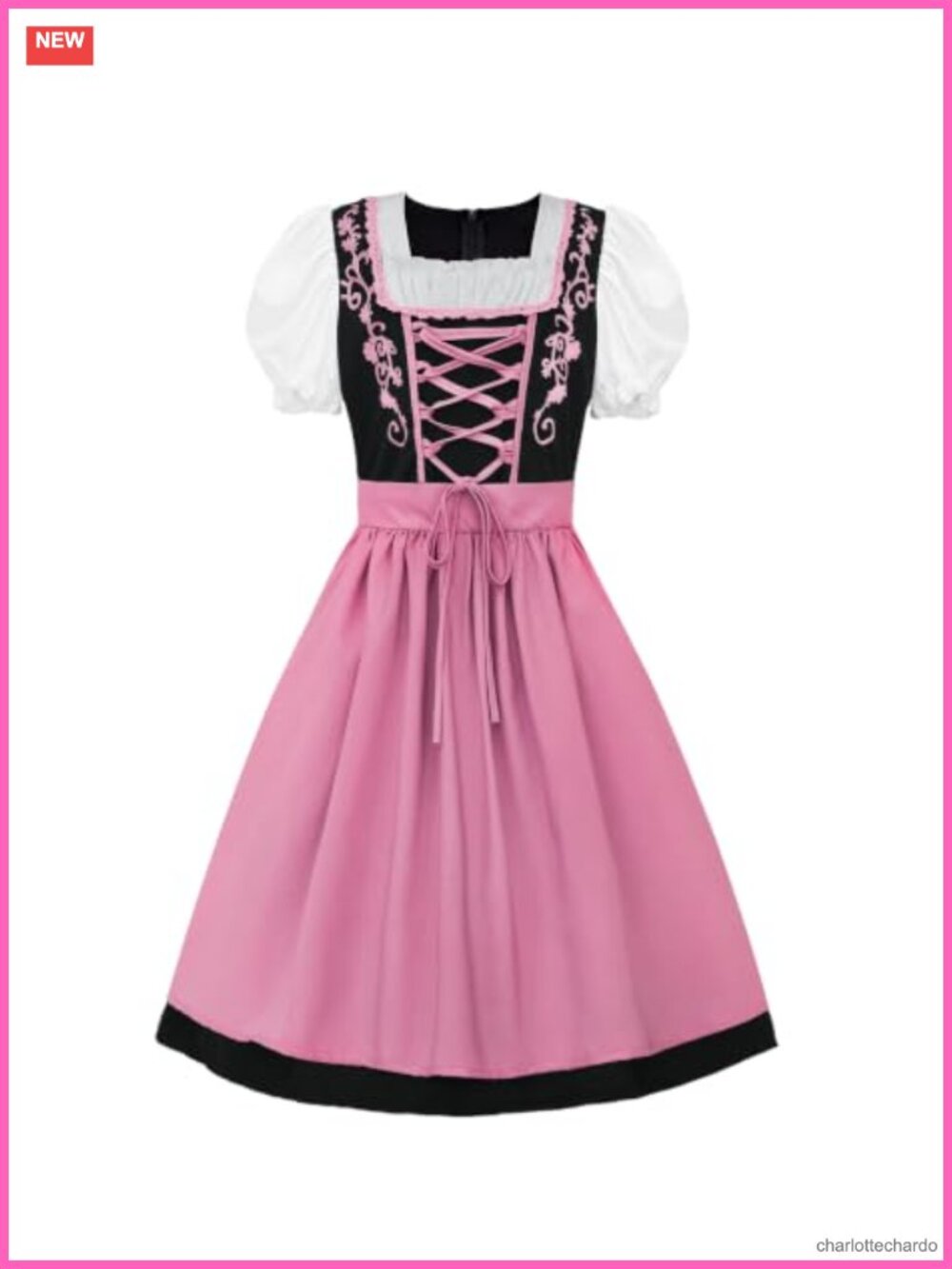 Women's Oktoberfest Dirndl Dress Bavarian Costume with Apron for German Beer